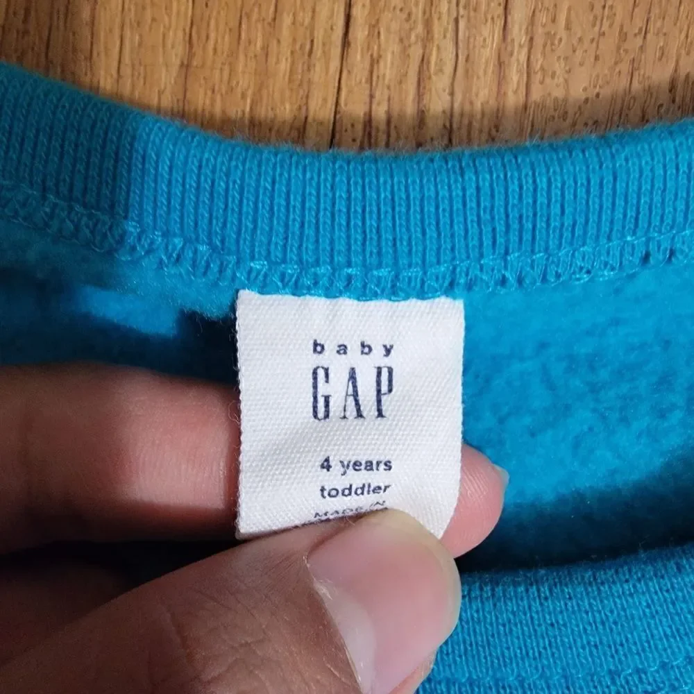 Gap Kids Dinosaur Sweatshirt Raptor T Rex Blue Fleece Yellow Decor Size 4